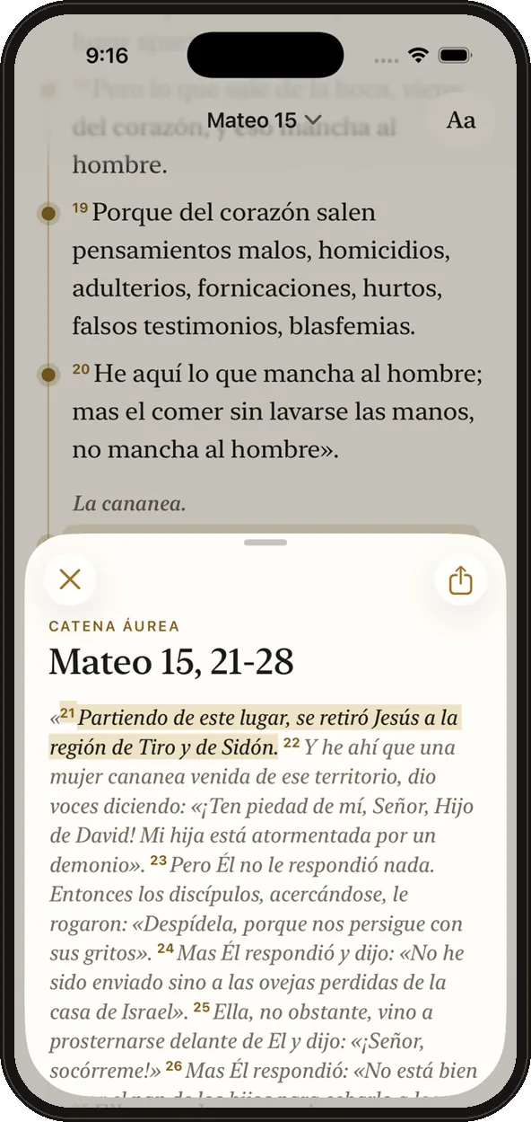 La Catena Áurea sobre Mateo 15, 21-28 abierta desde el lector