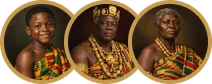 Rivales: Kofi, el niño · Nana Kwame, el jefe · Yaa Asantewaa, la reina madre